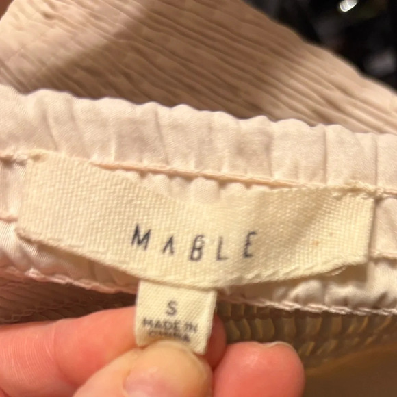 Mable Cream Square Neck Ruched Long Sleeve Bodycon Mini Dress Size Small - Picture 8 of 9